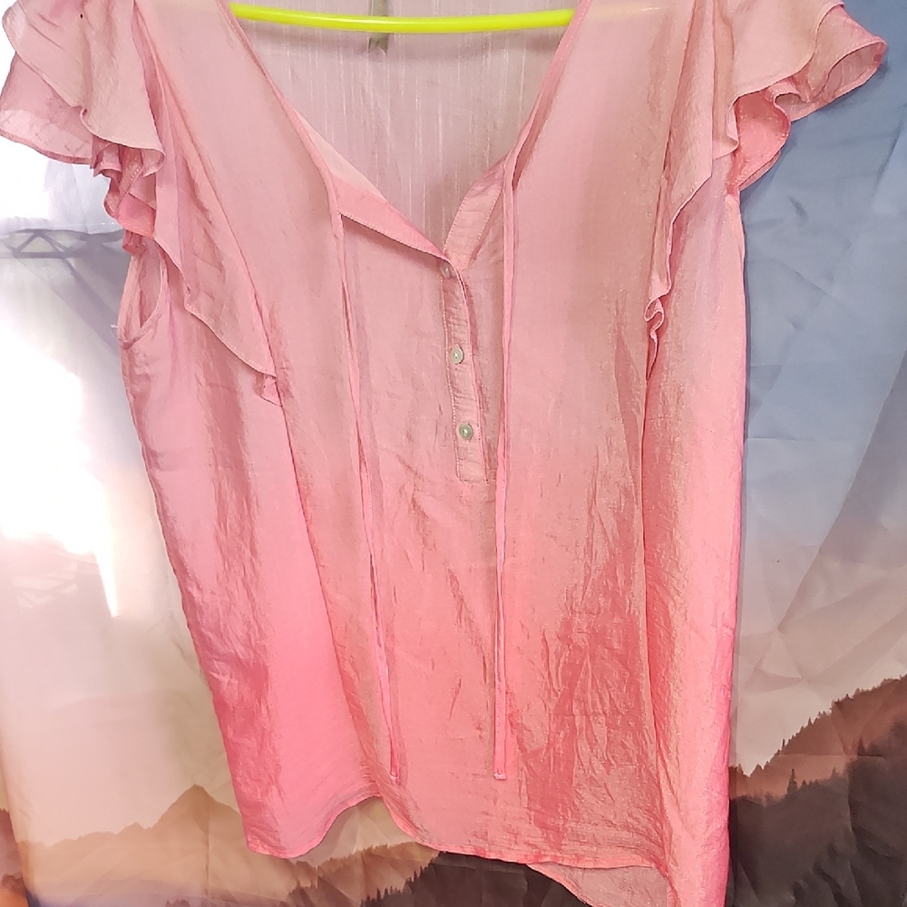 Chic Pink Ruffled Blouse